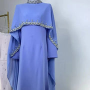 Celestial Rhinestone Abaya with Matching Cape | Luxury 2-Piece Evening Abaya Dress (AA251)